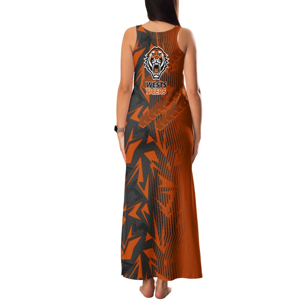 Wests Tigers Rugby Tank Maxi Dress Fierce Mascot Geometric Tribal Art