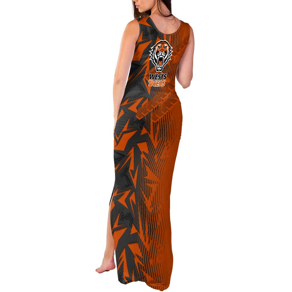Wests Tigers Rugby Tank Maxi Dress Fierce Mascot Geometric Tribal Art