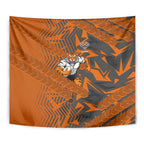 Wests Tigers Rugby Tapestry Fierce Mascot Geometric Tribal Art