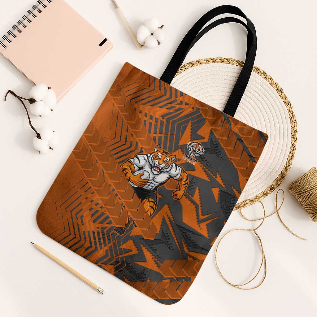 Wests Tigers Rugby Tote Bag Fierce Mascot Geometric Tribal Art