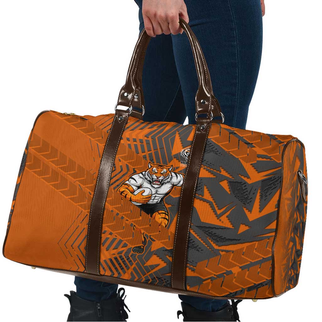Wests Tigers Rugby Travel Bag Fierce Mascot Geometric Tribal Art