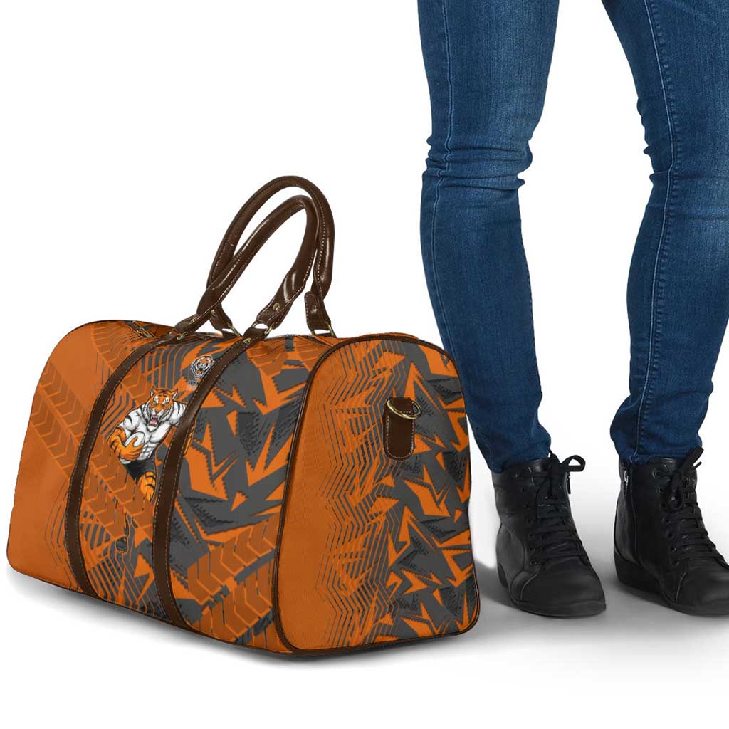 Wests Tigers Rugby Travel Bag Fierce Mascot Geometric Tribal Art
