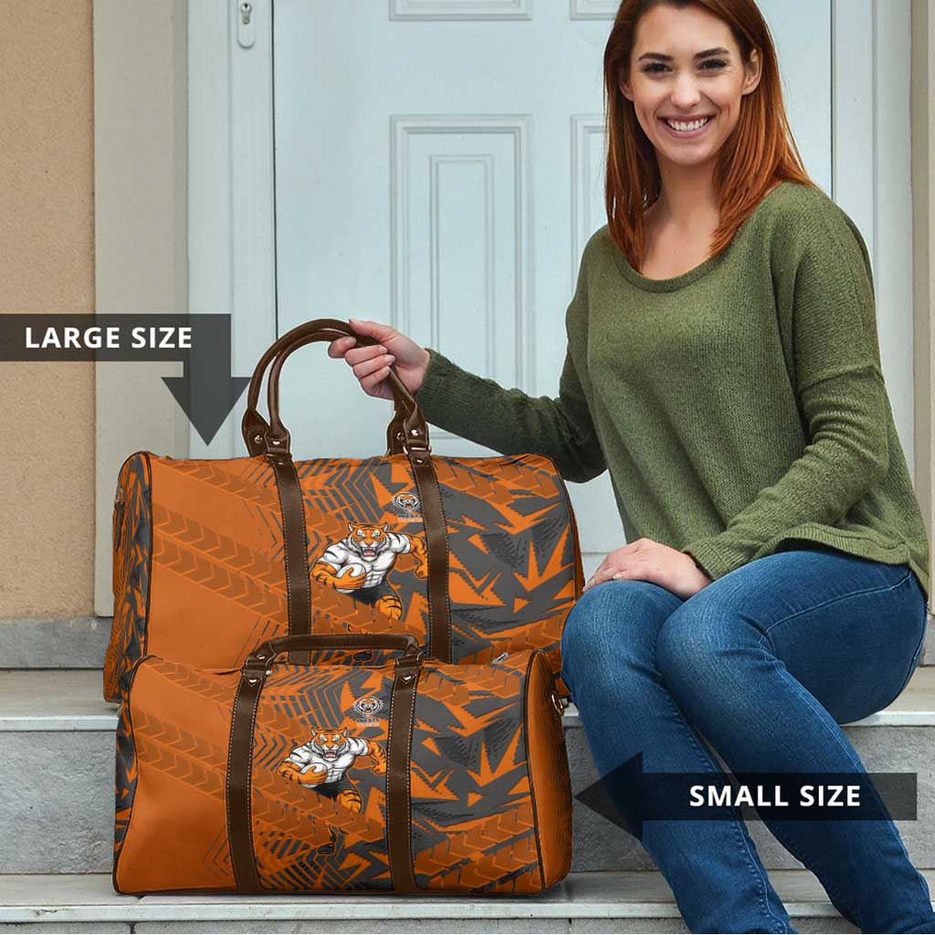 Wests Tigers Rugby Travel Bag Fierce Mascot Geometric Tribal Art