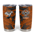 Wests Tigers Rugby Tumbler Cup Fierce Mascot Geometric Tribal Art