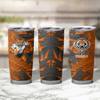 Wests Tigers Rugby Tumbler Cup Fierce Mascot Geometric Tribal Art