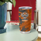 Wests Tigers Rugby Tumbler Cup Fierce Mascot Geometric Tribal Art