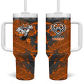 Wests Tigers Rugby Tumbler With Handle Fierce Mascot Geometric Tribal Art