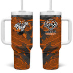 Wests Tigers Rugby Tumbler With Handle Fierce Mascot Geometric Tribal Art