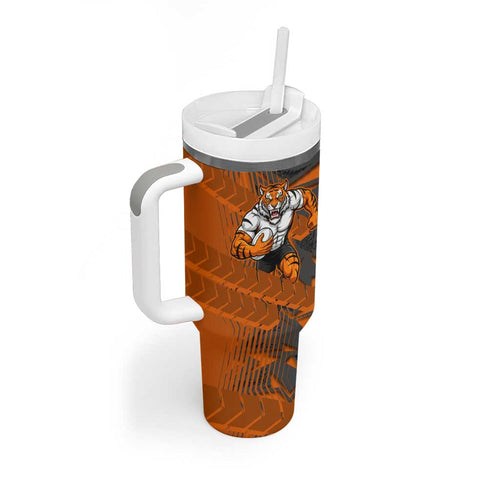 Wests Tigers Rugby Tumbler With Handle Fierce Mascot Geometric Tribal Art