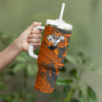 Wests Tigers Rugby Tumbler With Handle Fierce Mascot Geometric Tribal Art