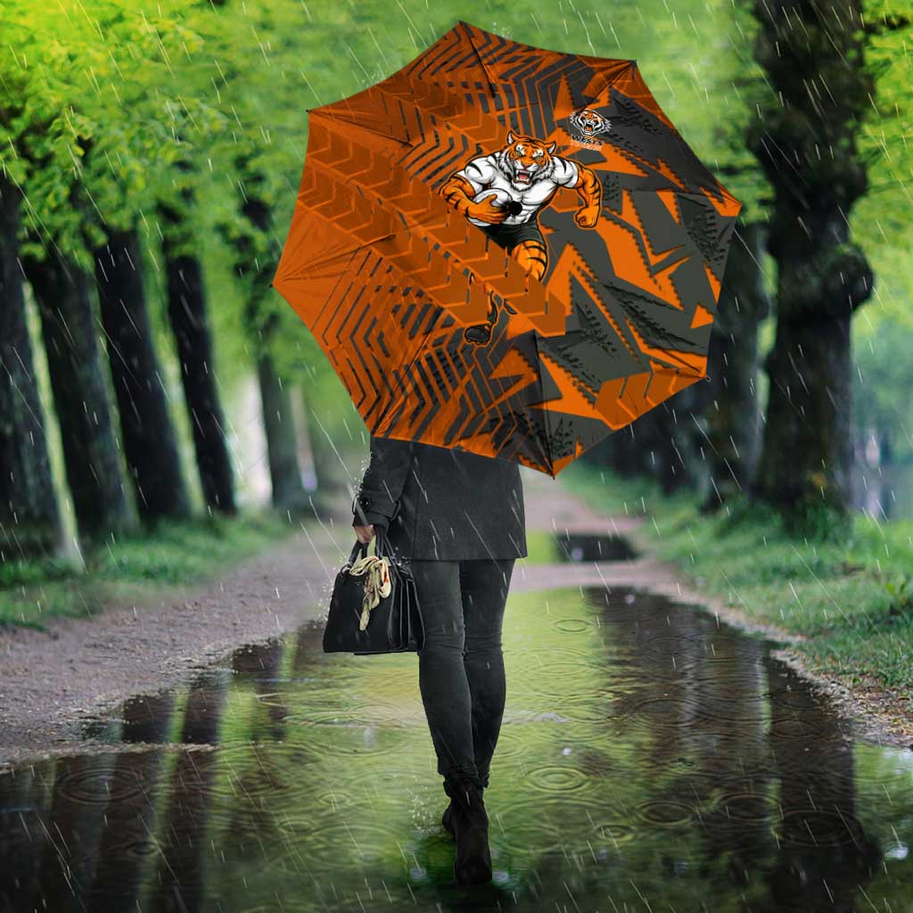 Wests Tigers Rugby Umbrella Fierce Mascot Geometric Tribal Art