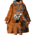 Wests Tigers Rugby Wearable Blanket Hoodie Fierce Mascot Geometric Tribal Art