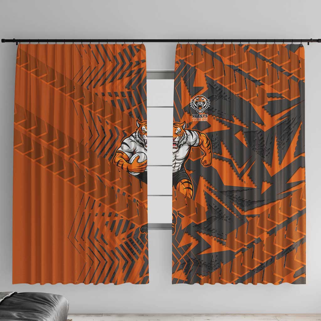 Wests Tigers Rugby Window Curtain Fierce Mascot Geometric Tribal Art