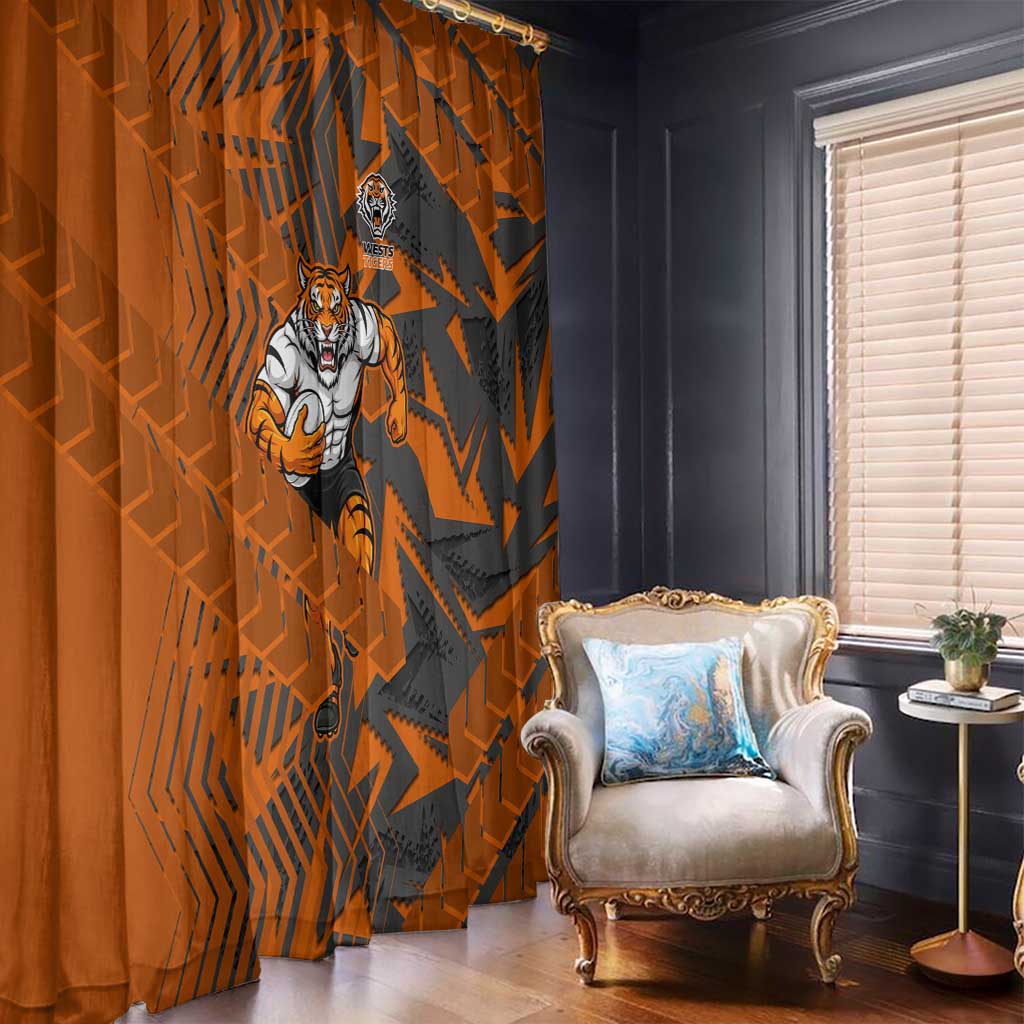 Wests Tigers Rugby Window Curtain Fierce Mascot Geometric Tribal Art
