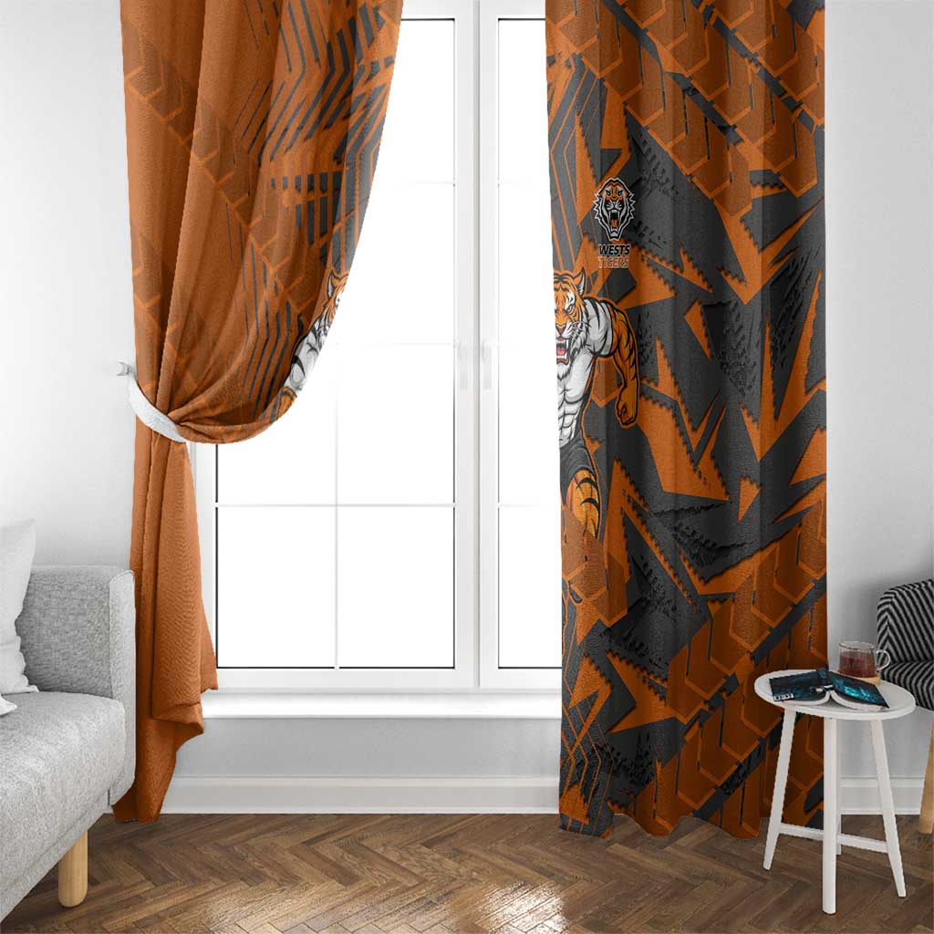 Wests Tigers Rugby Window Curtain Fierce Mascot Geometric Tribal Art