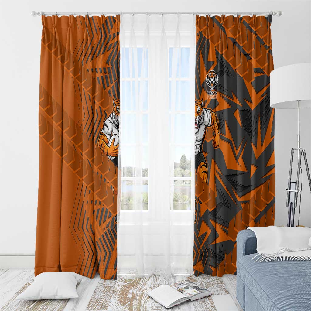 Wests Tigers Rugby Window Curtain Fierce Mascot Geometric Tribal Art