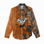 Wests Tigers Rugby Women Casual Shirt Fierce Mascot Geometric Tribal Art