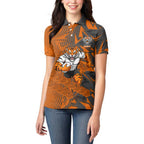 Wests Tigers Rugby Women Polo Shirt Fierce Mascot Geometric Tribal Art