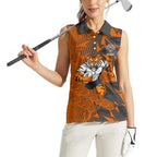Wests Tigers Rugby Women Sleeveless Polo Shirt Fierce Mascot Geometric Tribal Art