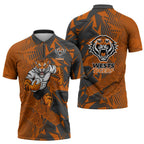 Wests Tigers Rugby Zipper Polo Shirt Fierce Mascot Geometric Tribal Art