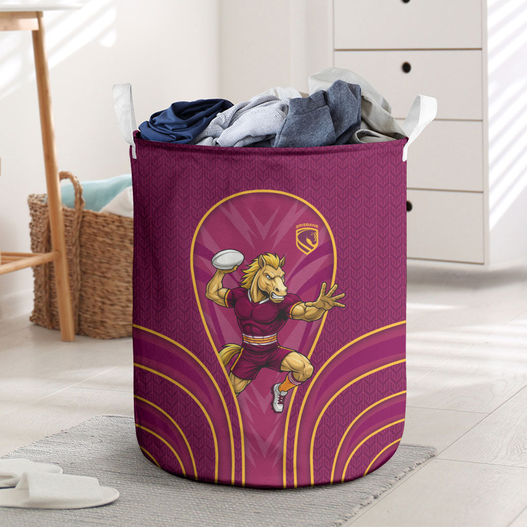 Brisbane Broncos Mascot Laundry Basket Australian Rugby Culture - Powerful Horse Athlete