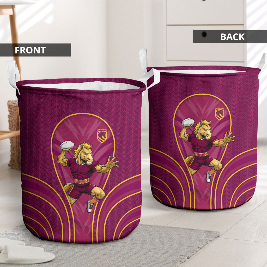 Brisbane Broncos Mascot Laundry Basket Australian Rugby Culture - Powerful Horse Athlete