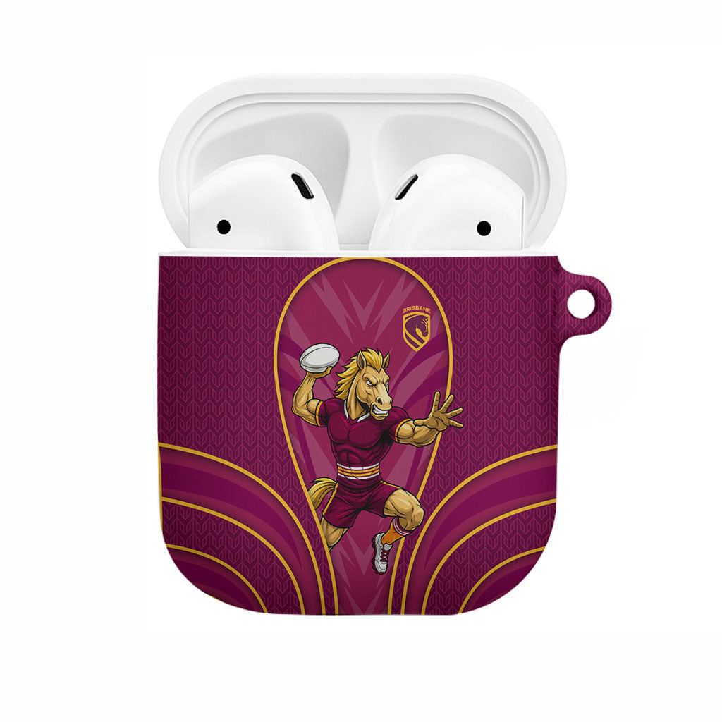 Brisbane Broncos Mascot AirPods Case Australian Rugby Culture - Powerful Horse Athlete