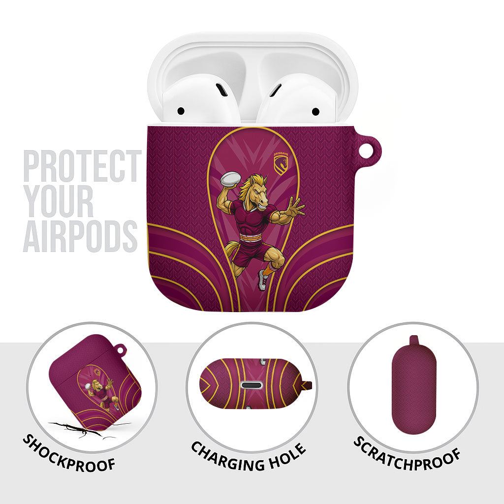 Brisbane Broncos Mascot AirPods Case Australian Rugby Culture - Powerful Horse Athlete
