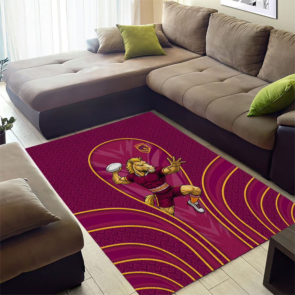 Brisbane Broncos Mascot Area Rug Australian Rugby Culture - Powerful Horse Athlete