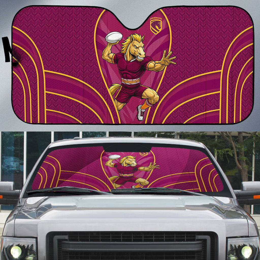 Brisbane Broncos Mascot Auto Sun Shade Australian Rugby Culture - Powerful Horse Athlete