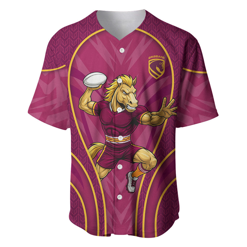 Brisbane Broncos Mascot Baseball Jersey Australian Rugby Culture - Powerful Horse Athlete