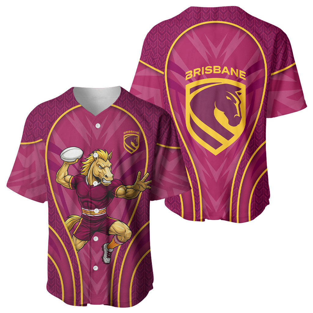 Brisbane Broncos Mascot Baseball Jersey Australian Rugby Culture - Powerful Horse Athlete