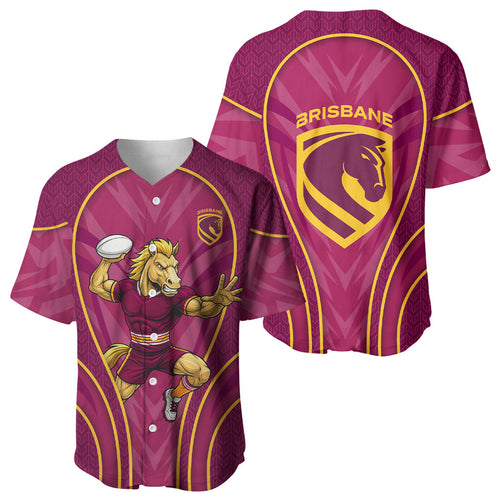 Brisbane Broncos Mascot Baseball Jersey Australian Rugby Culture - Powerful Horse Athlete