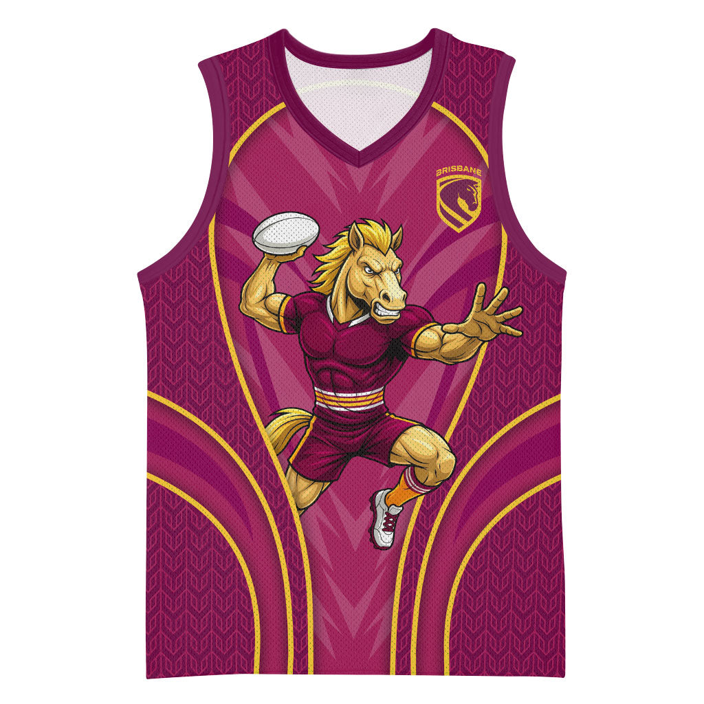 Brisbane Broncos Mascot Basketball Jersey Australian Rugby Culture - Powerful Horse Athlete