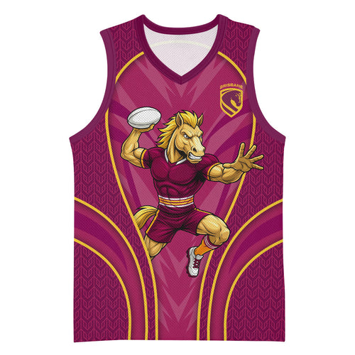 Brisbane Broncos Mascot Basketball Jersey Australian Rugby Culture - Powerful Horse Athlete