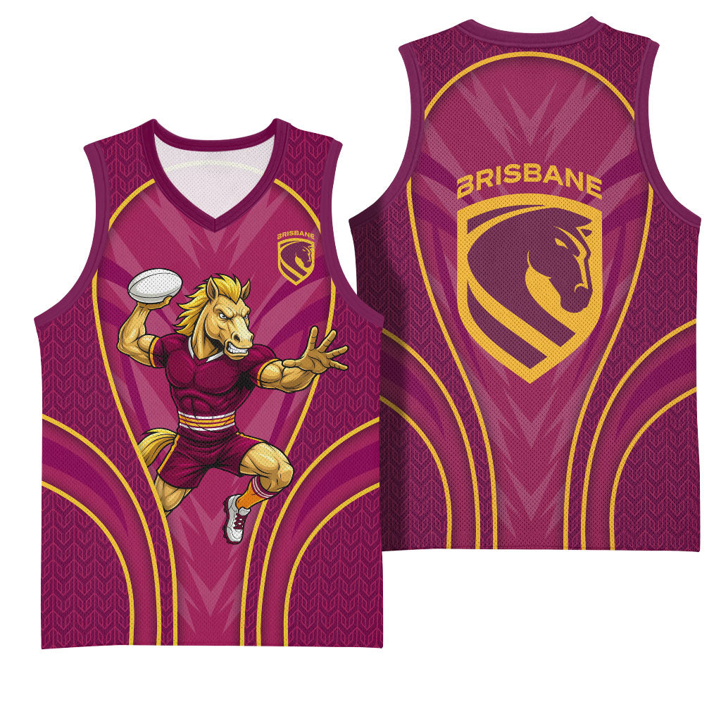Brisbane Broncos Mascot Basketball Jersey Australian Rugby Culture - Powerful Horse Athlete