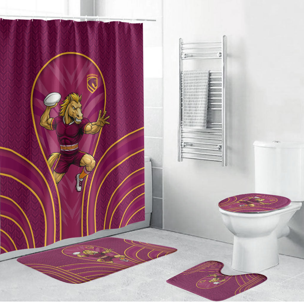 Brisbane Broncos Mascot Bathroom Set Australian Rugby Culture - Powerful Horse Athlete