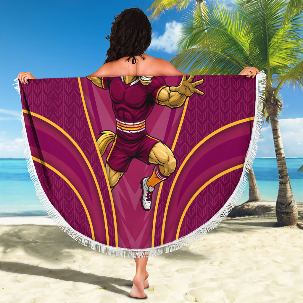 Brisbane Broncos Mascot Beach Blanket Australian Rugby Culture - Powerful Horse Athlete