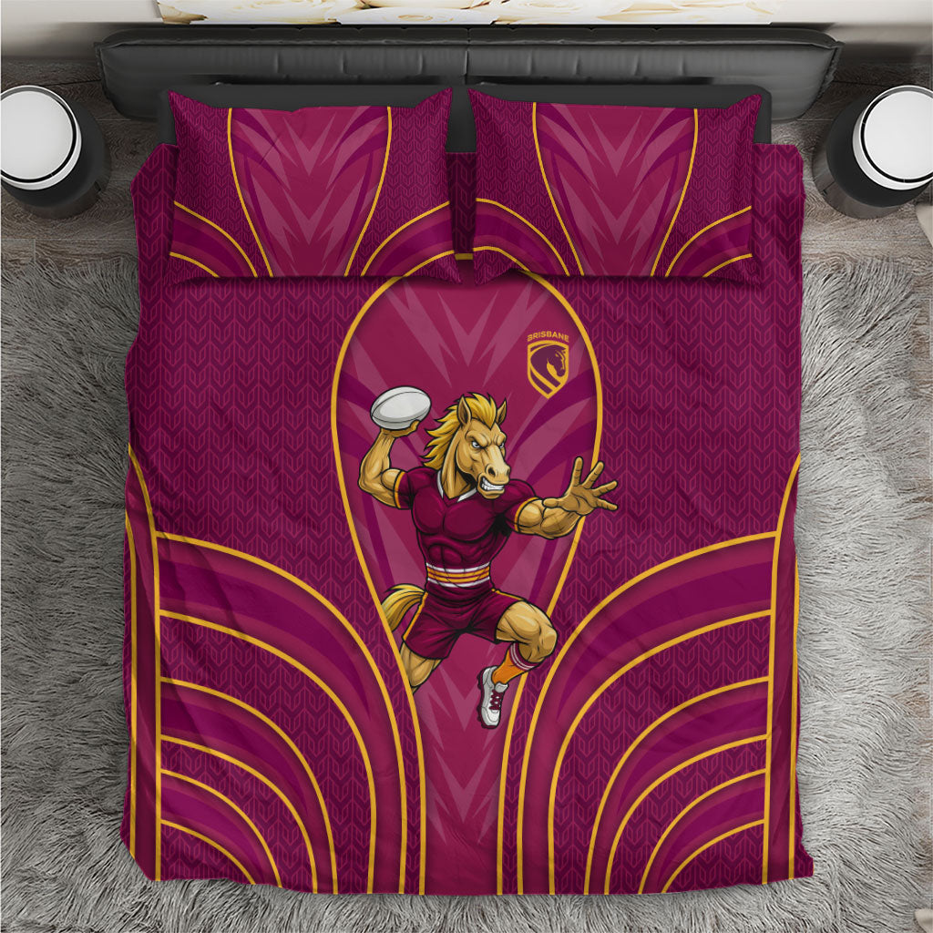 Brisbane Broncos Mascot Bedding Set Australian Rugby Culture - Powerful Horse Athlete
