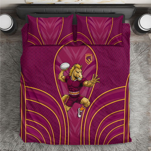 Brisbane Broncos Mascot Bedding Set Australian Rugby Culture - Powerful Horse Athlete
