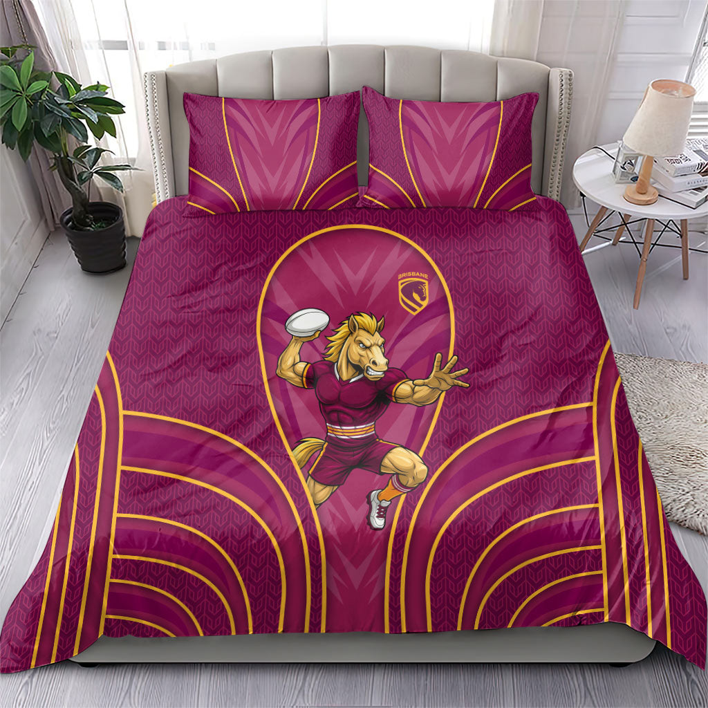Brisbane Broncos Mascot Bedding Set Australian Rugby Culture - Powerful Horse Athlete
