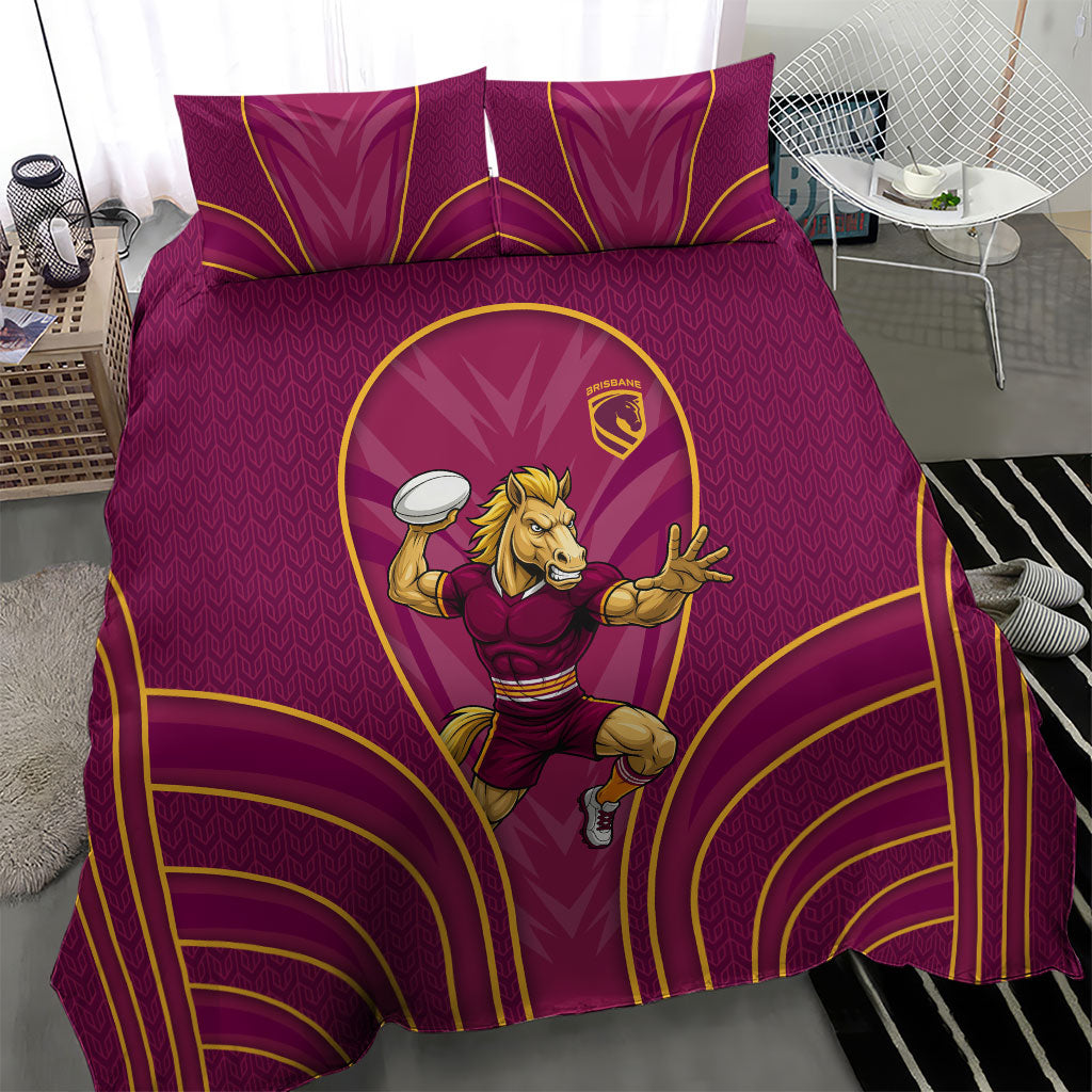 Brisbane Broncos Mascot Bedding Set Australian Rugby Culture - Powerful Horse Athlete