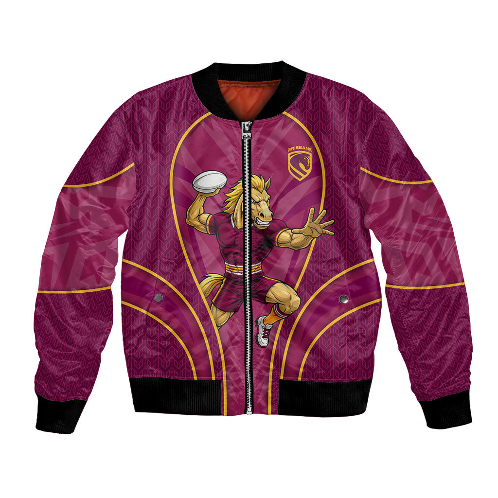 Brisbane Broncos Mascot Bomber Jacket Australian Rugby Culture - Powerful Horse Athlete