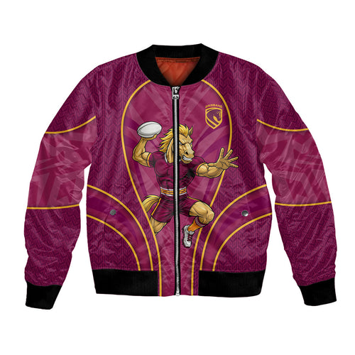 Brisbane Broncos Mascot Bomber Jacket Australian Rugby Culture - Powerful Horse Athlete