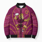 Brisbane Broncos Mascot Bomber Puffer Jacket Australian Rugby Culture - Powerful Horse Athlete