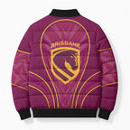 Brisbane Broncos Mascot Bomber Puffer Jacket Australian Rugby Culture - Powerful Horse Athlete