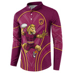 Brisbane Broncos Mascot Button Sweatshirt Australian Rugby Culture - Powerful Horse Athlete