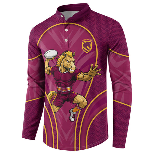 Brisbane Broncos Mascot Button Sweatshirt Australian Rugby Culture - Powerful Horse Athlete