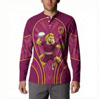 Brisbane Broncos Mascot Button Sweatshirt Australian Rugby Culture - Powerful Horse Athlete