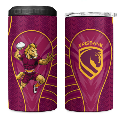 Brisbane Broncos Mascot 4 in 1 Can Cooler Tumbler Australian Rugby Culture - Powerful Horse Athlete